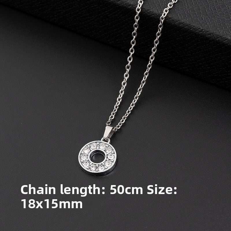 Stainless Steel Letter Necklace with Crystal Pendant – product view 20