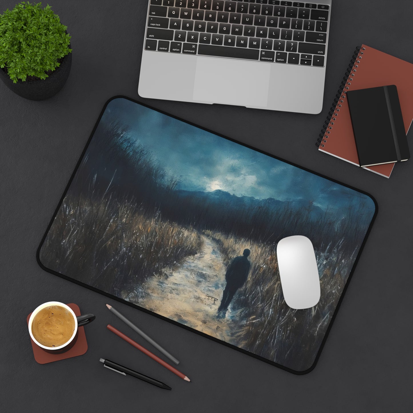 Moonlit Pathway Walk Desk Mat | Nightscape Desk Mat