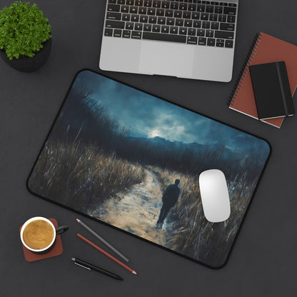 Moonlit Pathway Walk Nightscape Desk Mat — alternate desk mat product image 5