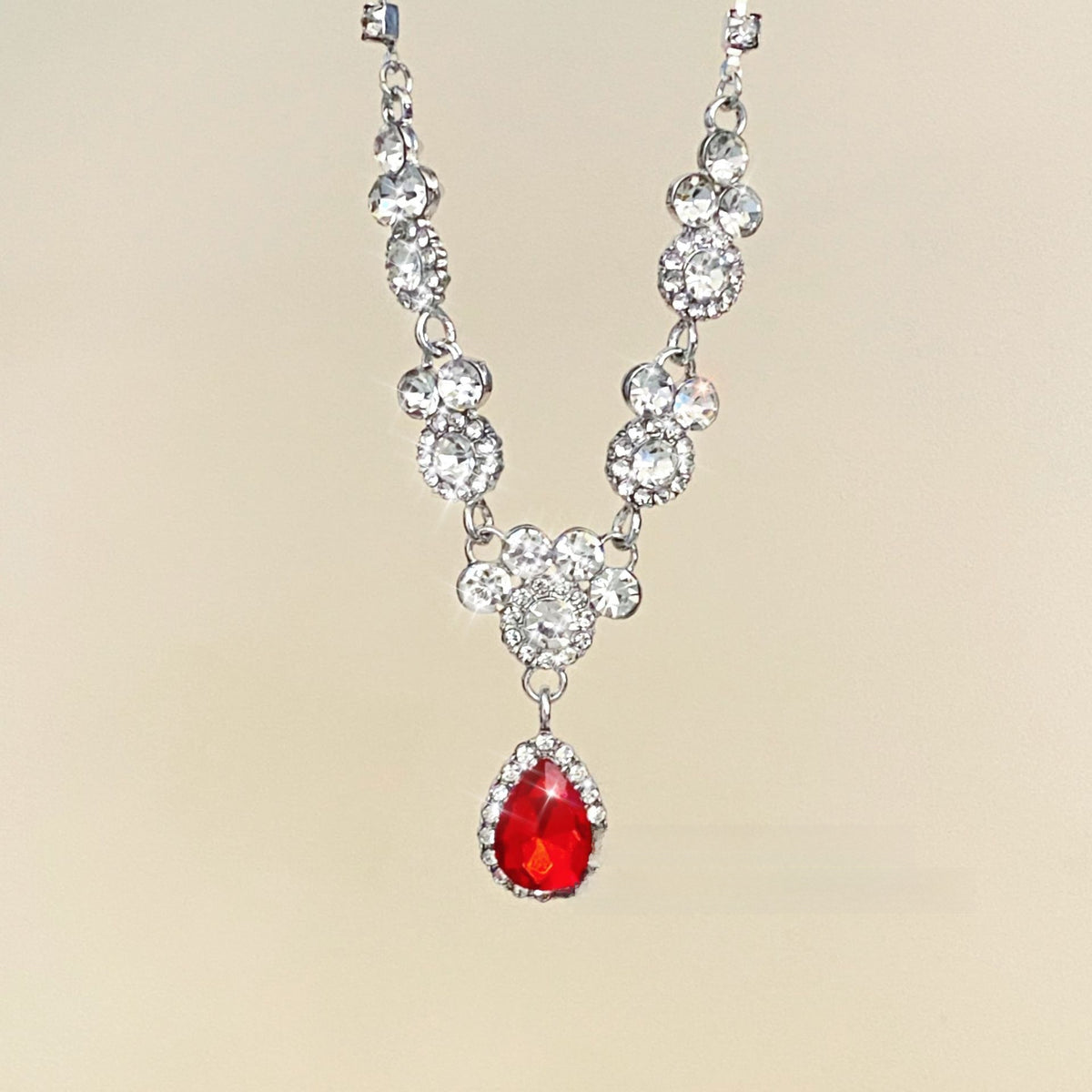 Crystal Water-drop Pendant with Collar Chain – product view 7
