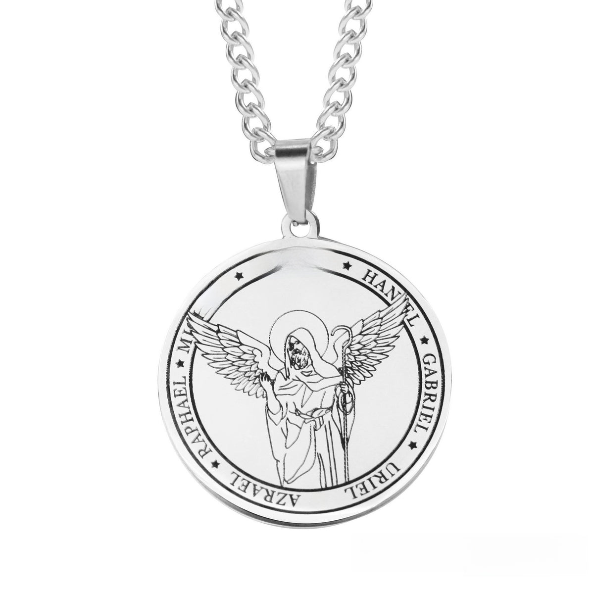 Titanium Steel Angel Wing Religious Necklace – product view 11