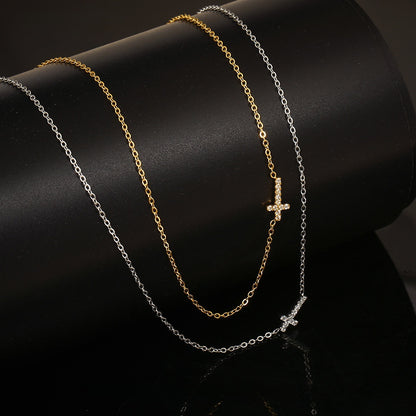Mini Cross Crystal Necklace – product view 1