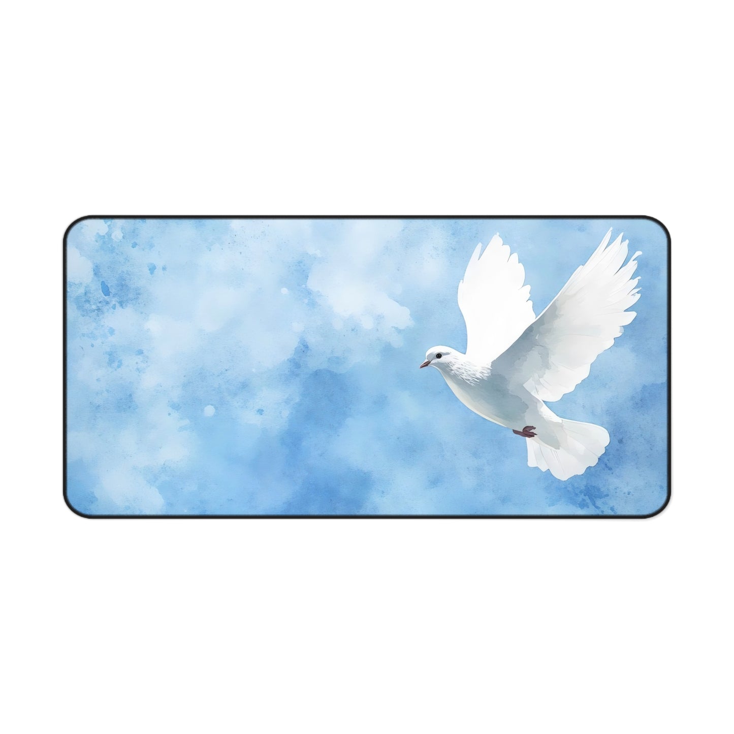 White Dove in Blue Sky Desk Mat | Peaceful Bird Mousepad