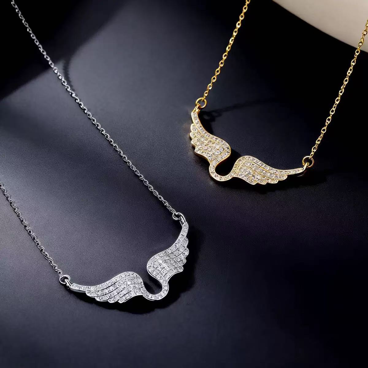 Angel Wing Crystal Pendant Necklace – product view 1