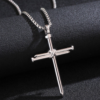 Minimalist Stainless Steel Cross Necklace – product view 3