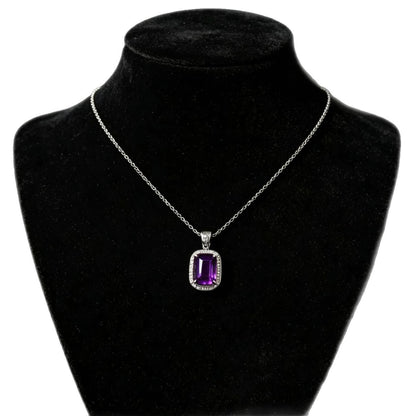Square Crystal Geometric Necklace with Cross Chain – product view 5