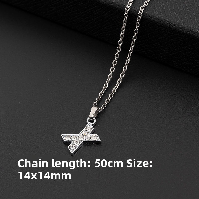 Stainless Steel Letter Necklace with Crystal Pendant – product view 29