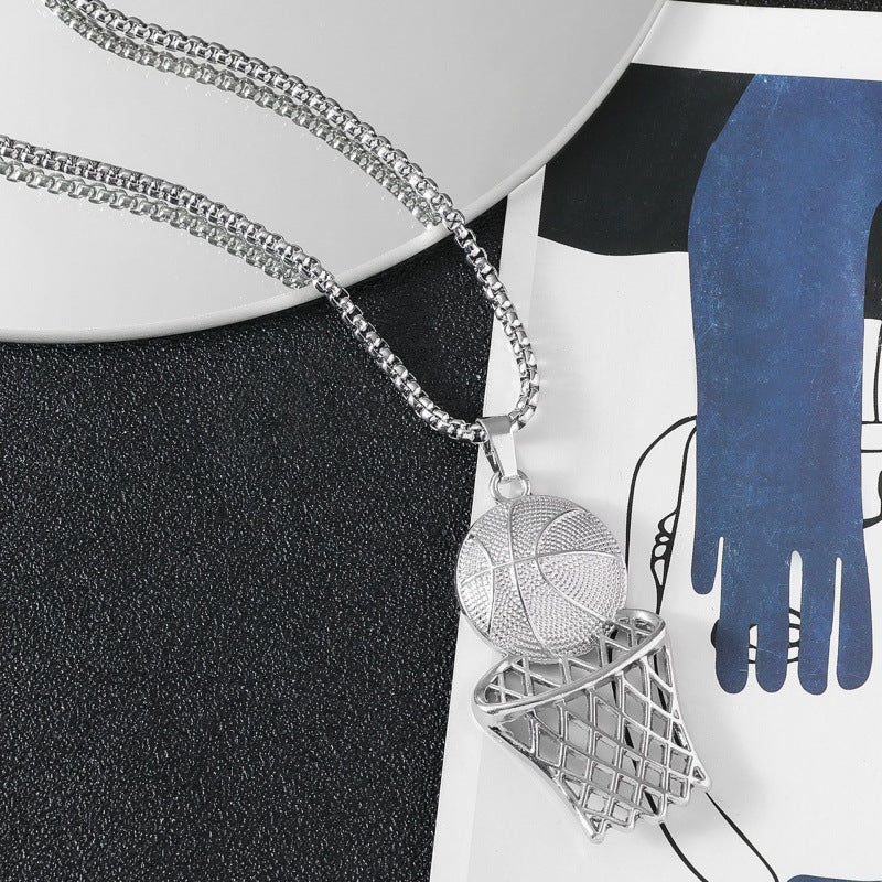 Basketball Frame Pendant Necklace – product view 4