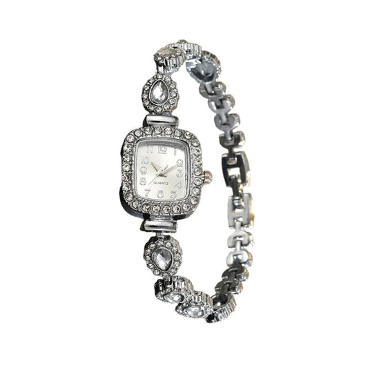 Petite Crystal Quartz Watch – Women’s Chain Bracelet
