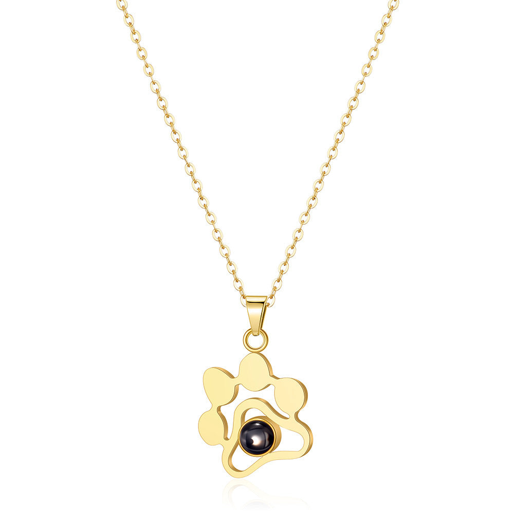 Stainless Steel Cute Pet Projection Necklace – product view 5