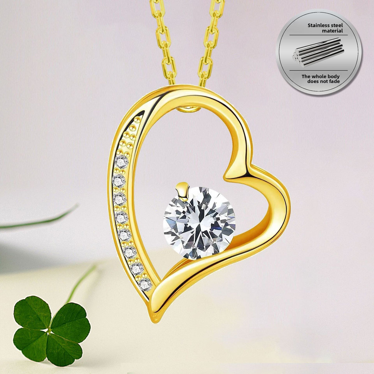 Multi-Style Crystal Heart Pendant Necklace – product view 15