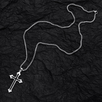 Colour-Accent Titanium Steel Cross Necklace – product view 5