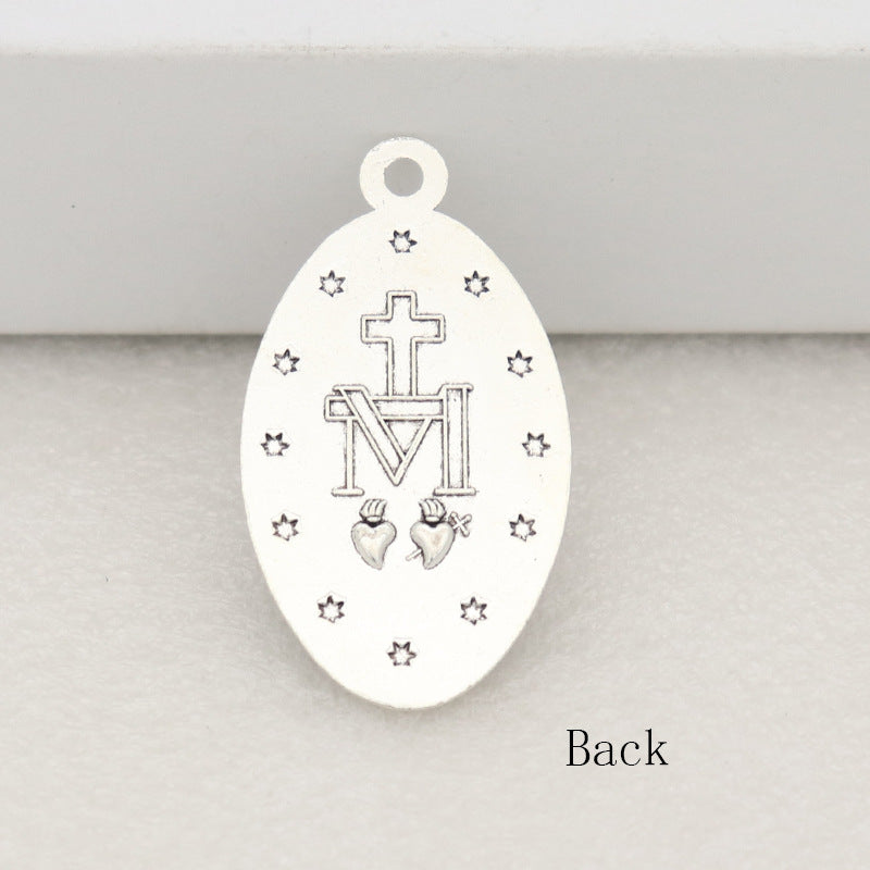 Vintage Oval Mary Pendant Necklace – product view 3