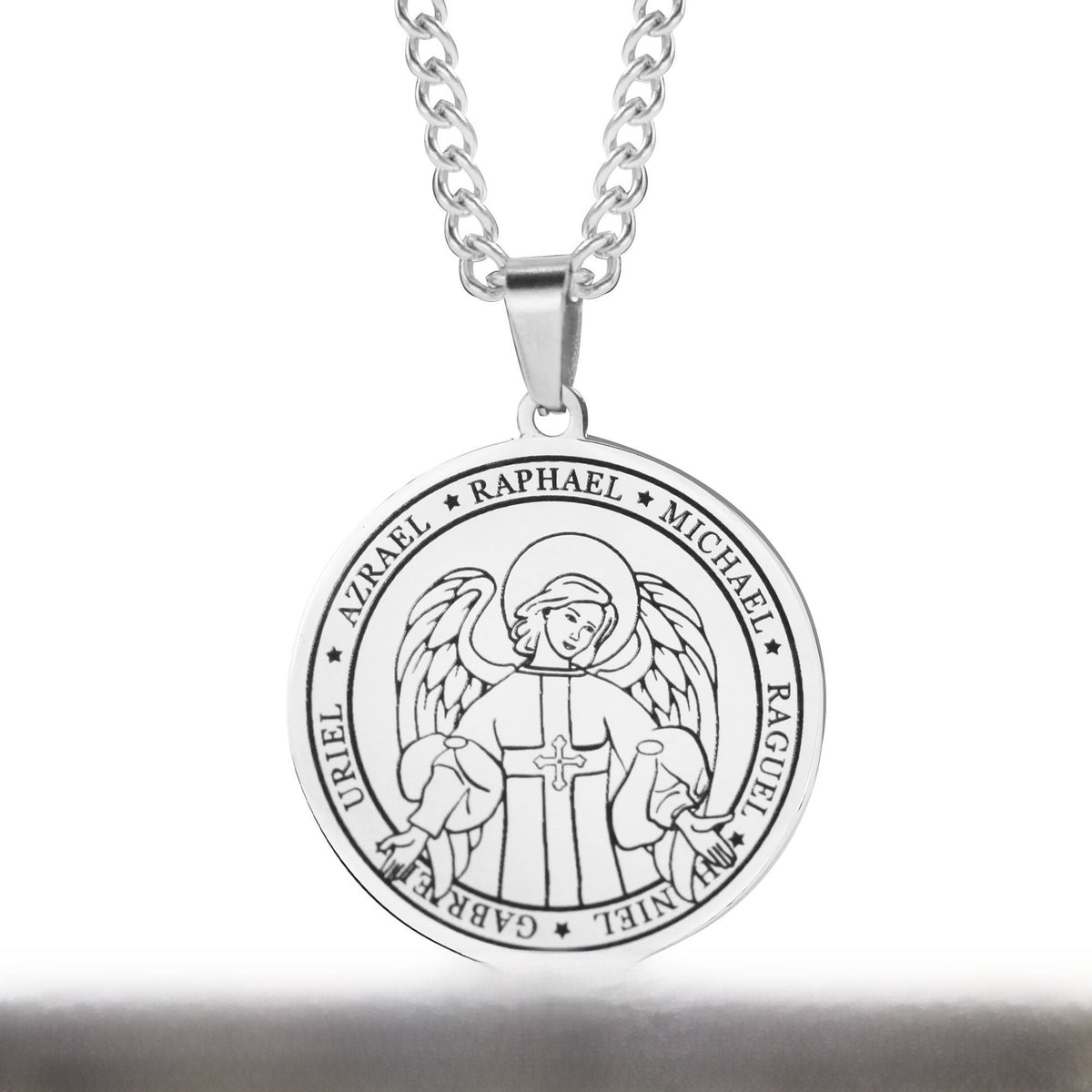 Titanium Steel Angel Wing Religious Necklace – product view 7