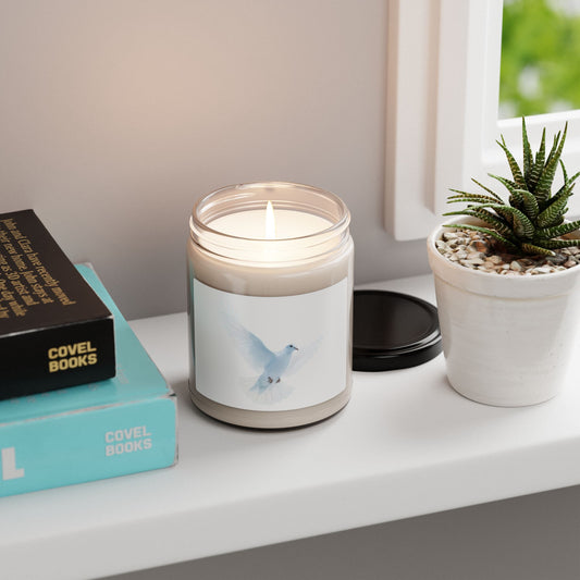 White Dove Illustration Candle | Soy Candle, 9oz Jar