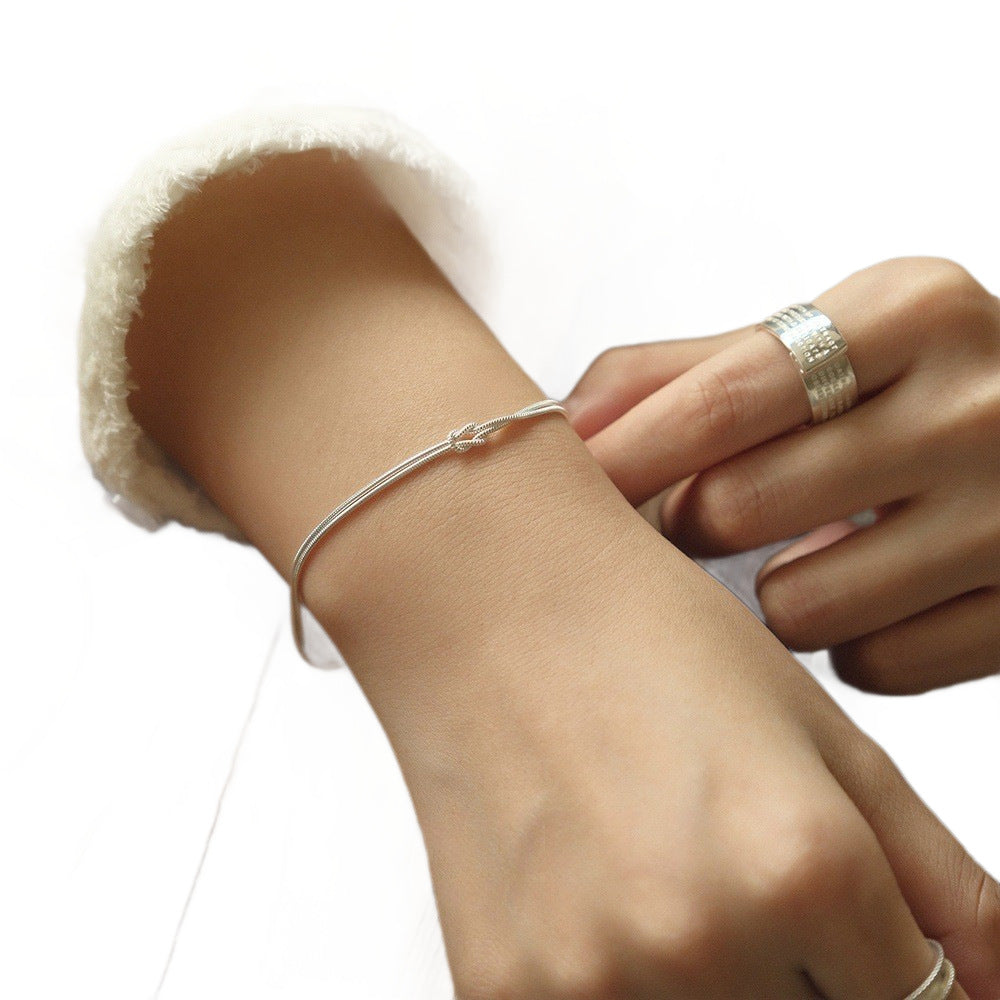 Double Layer Knotted Snake Bone Chain Necklace – product view 2