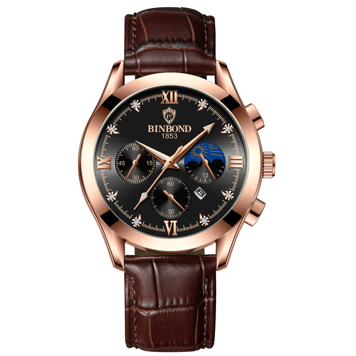 30m Waterproof Luminous Quartz Watch – Genuine Leather