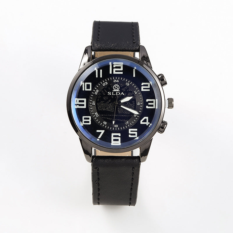 Men's Retro Leather-Strap Quartz Watch – product view 8