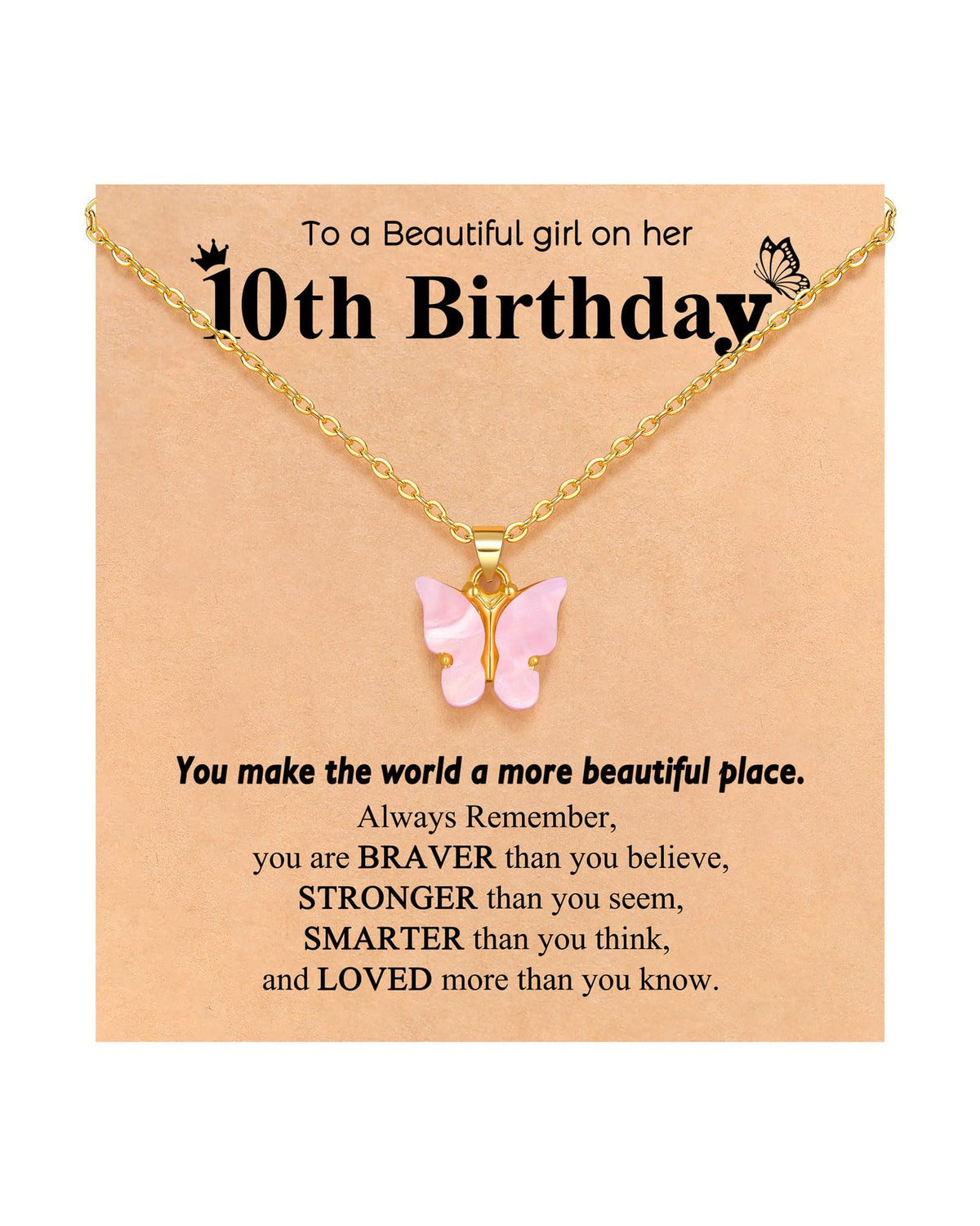 Pink Butterfly Stainless Steel Necklace – product view 10