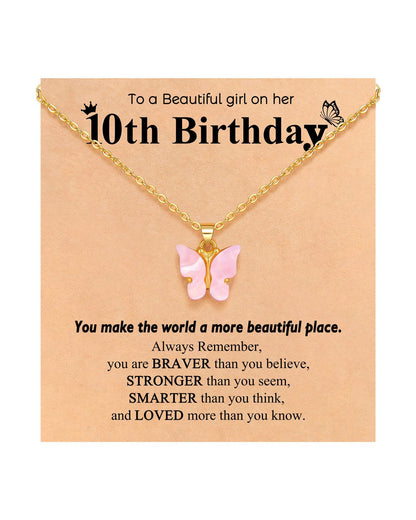 Pink Butterfly Stainless Steel Necklace – product view 10