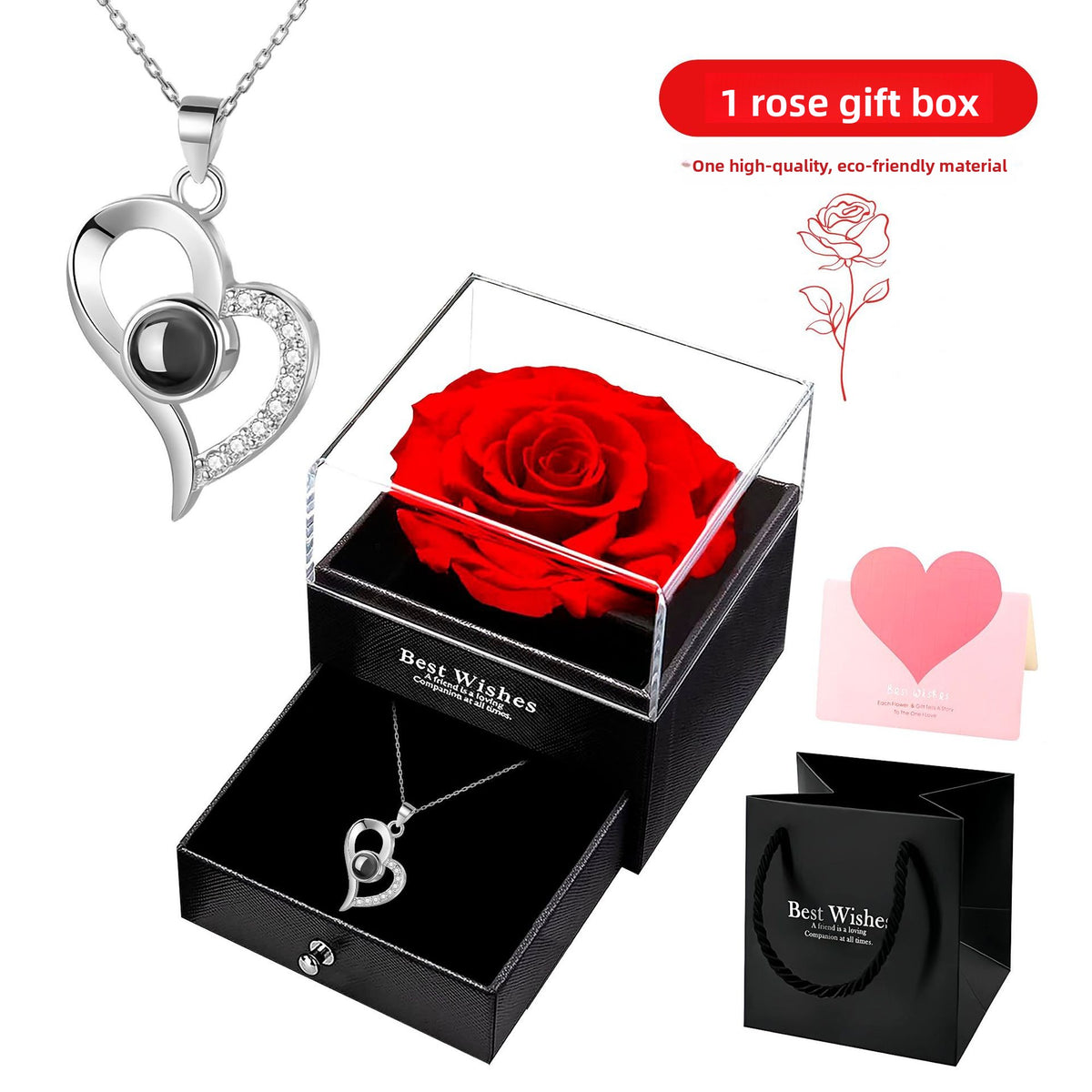 Heart Projection Necklace with Multilingual Message – product view 15