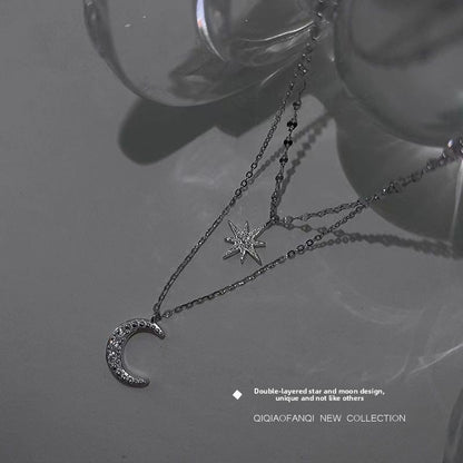 Layered Star Moon Pendant Necklace for Women – product view 2