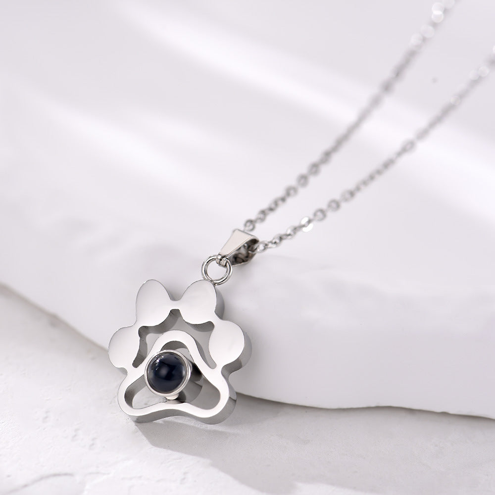 Stainless Steel Cute Pet Projection Necklace – product view 4