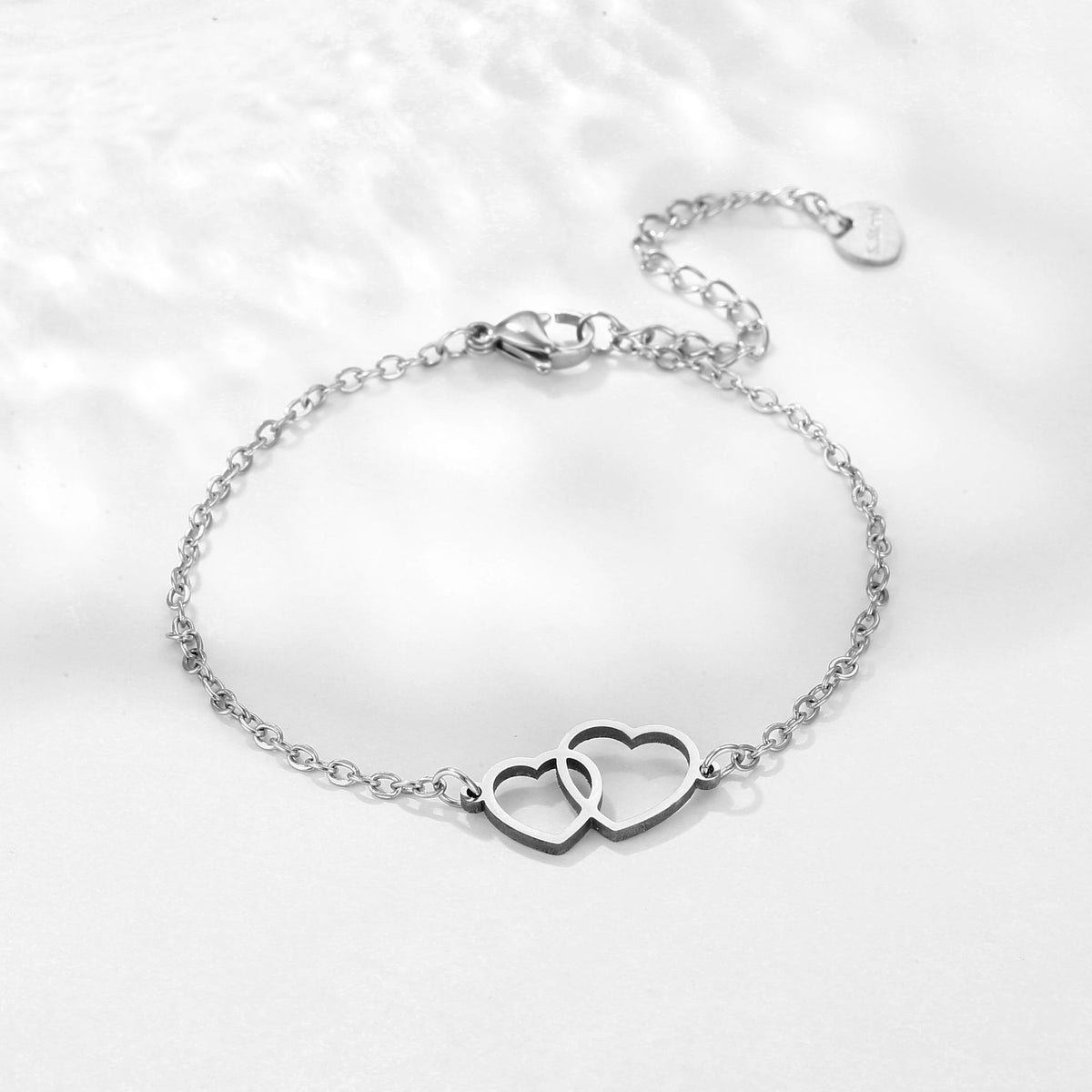 Double Heart Stainless Steel Bracelet – product view 6