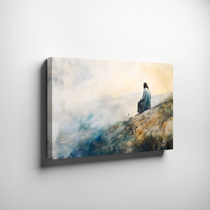 Serene Overlook Canvas - Peaceful Mountain Contemplation Art | Peace Beyond Thought Peace Beyond Thought