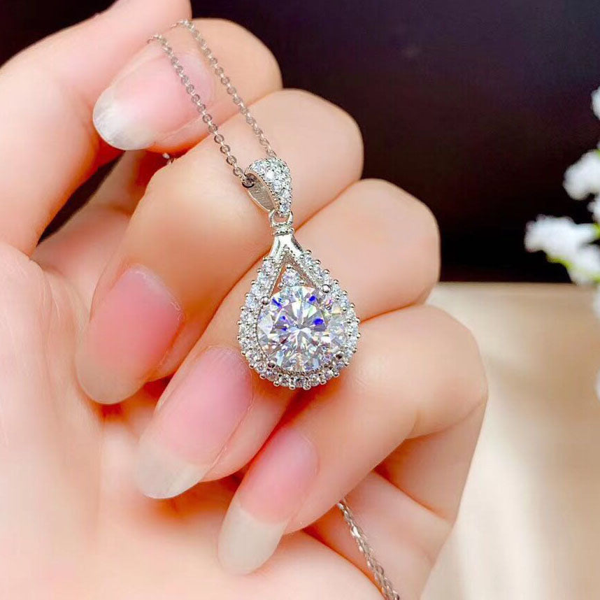 Teardrop Stone Pendant Necklace – product view 4