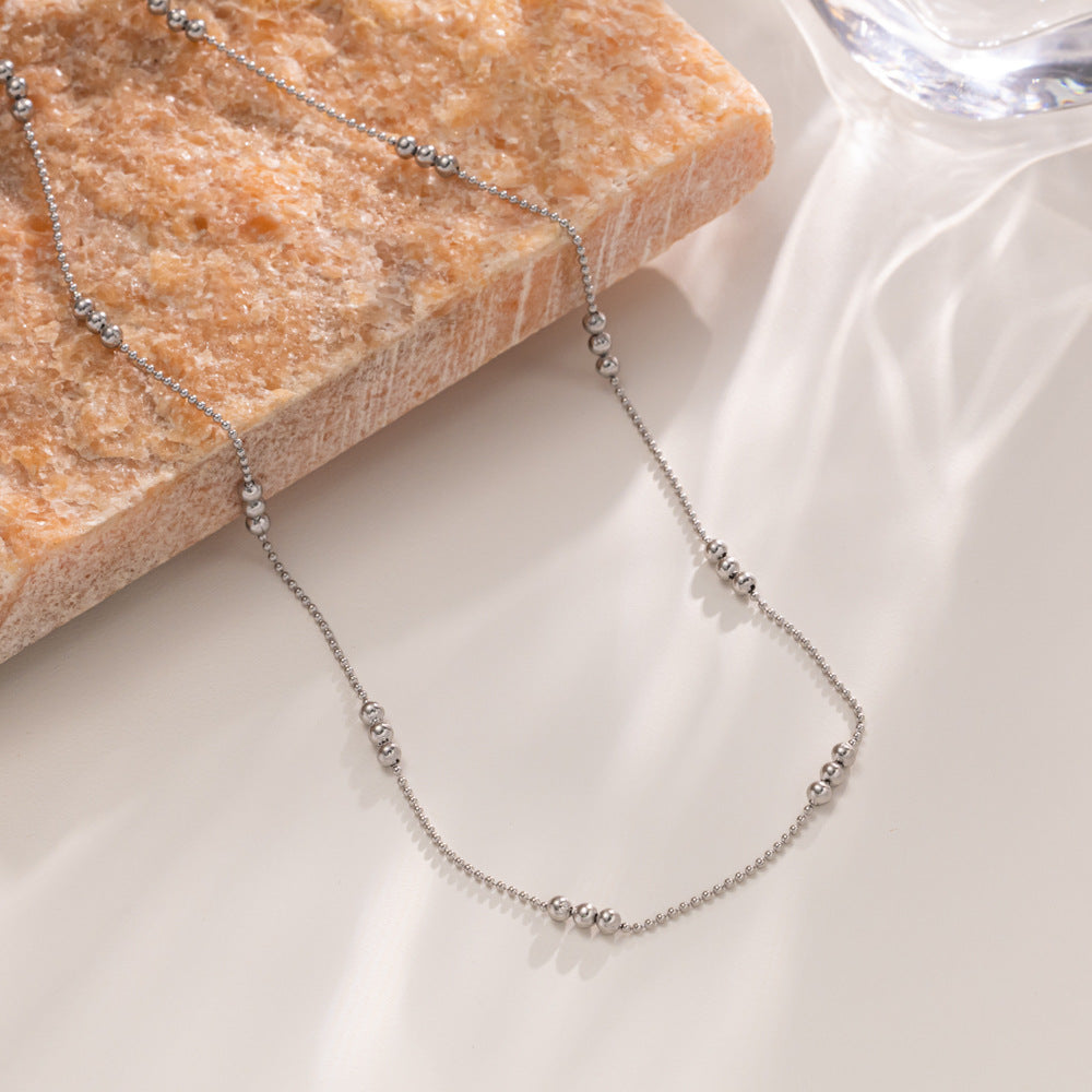 Geometric Titanium Steel Necklace and Bracelet Set – product view 3