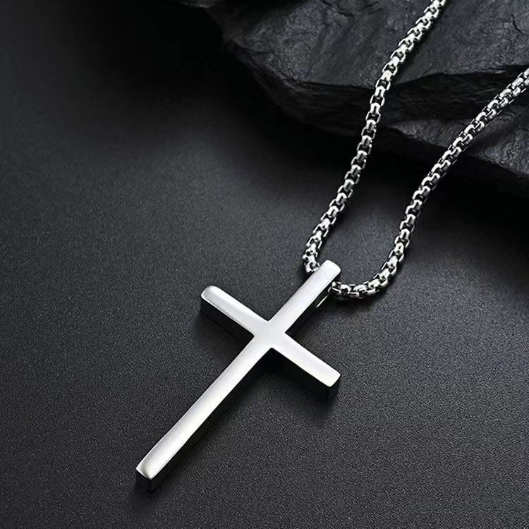 Classic Titanium Steel Cross Necklace – product view 3