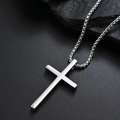 Classic Titanium Steel Cross Necklace – product view 3