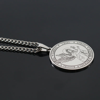 Titanium Steel Angel Wing Religious Necklace – product view 2