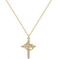 Women's Rotating Cross Crown Pendant Necklace