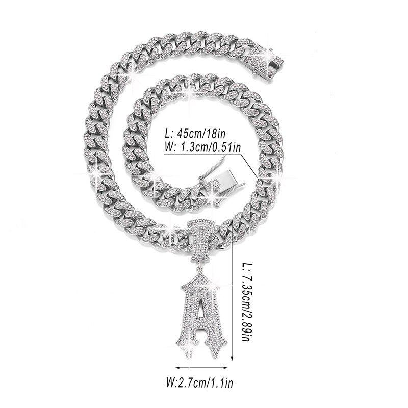 Hip Hop Letter Pendant Necklace with Cuban Chain – product view 7