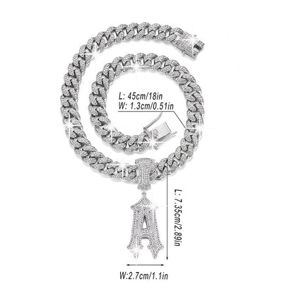 Hip Hop Letter Pendant Necklace with Cuban Chain – product view 7