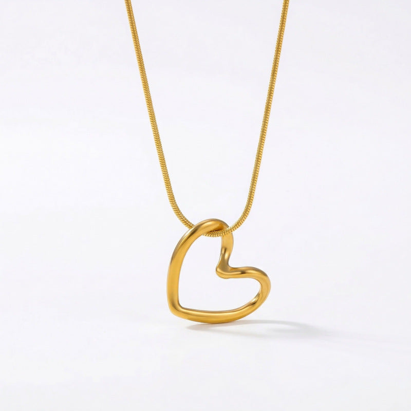 Hollow Heart Titanium Steel Necklace – product view 5