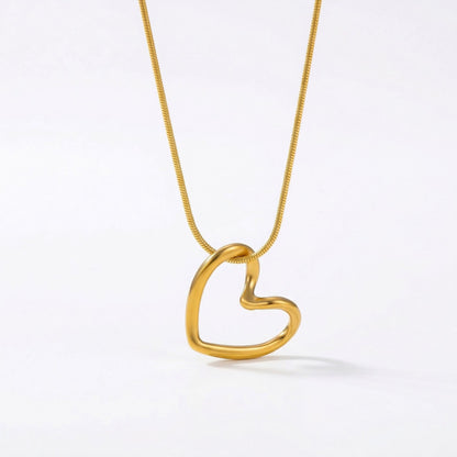 Hollow Heart Titanium Steel Necklace – product view 5