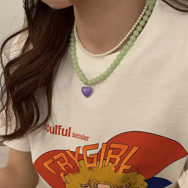 Adjustable Heart Bead Necklace – product view 5