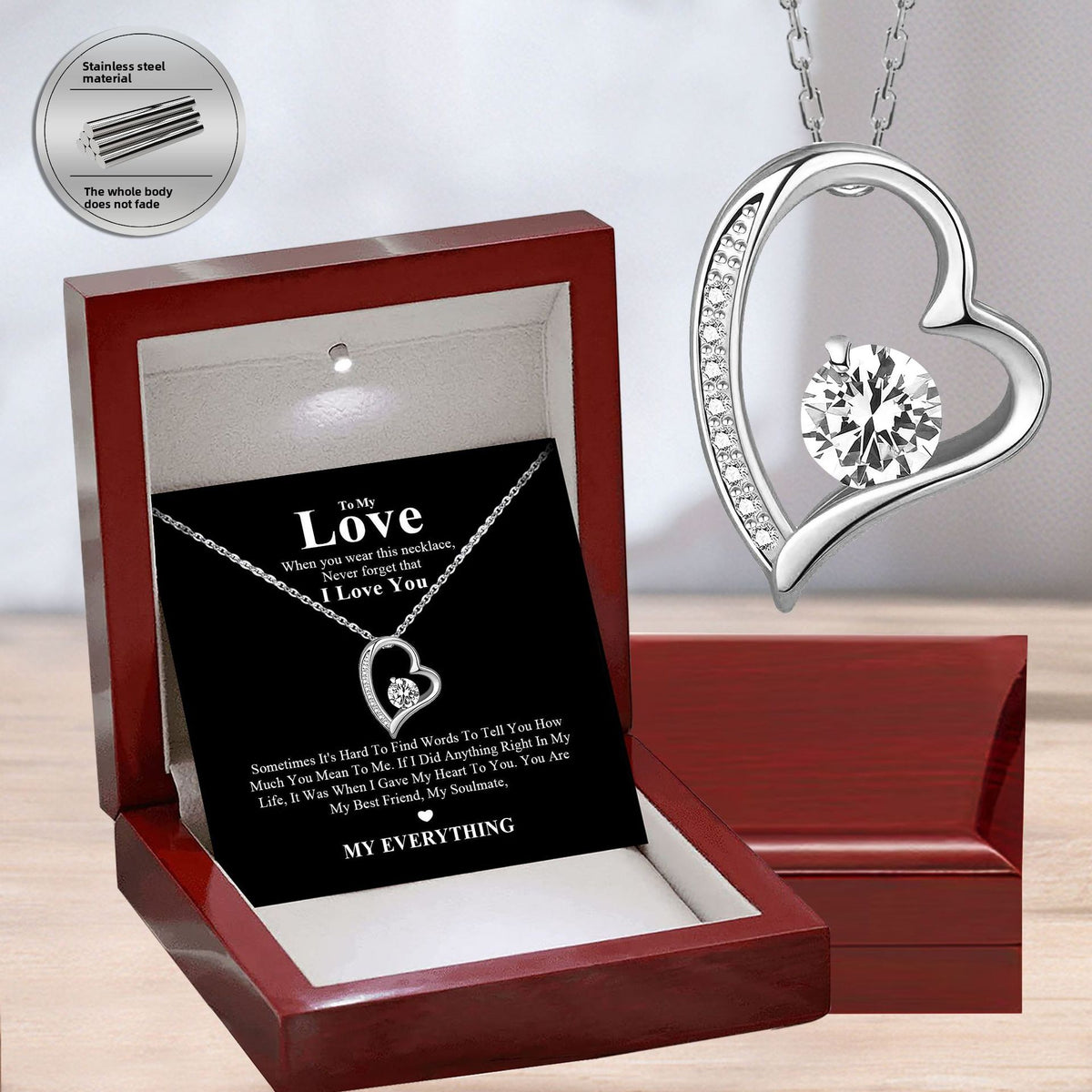 Multi-Style Crystal Heart Pendant Necklace – product view 18
