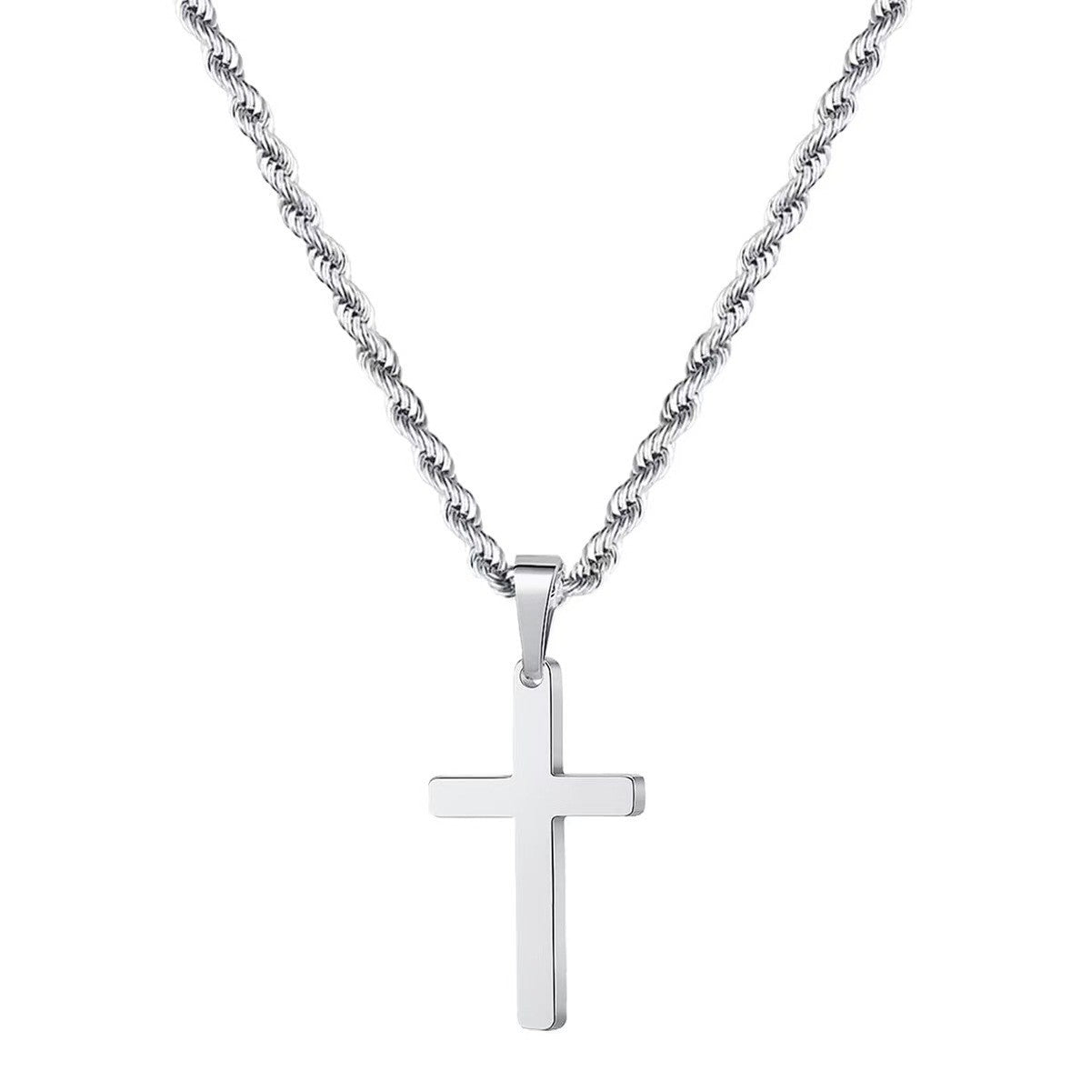 Cross Pendant Twisted Chain Necklace – product view 7