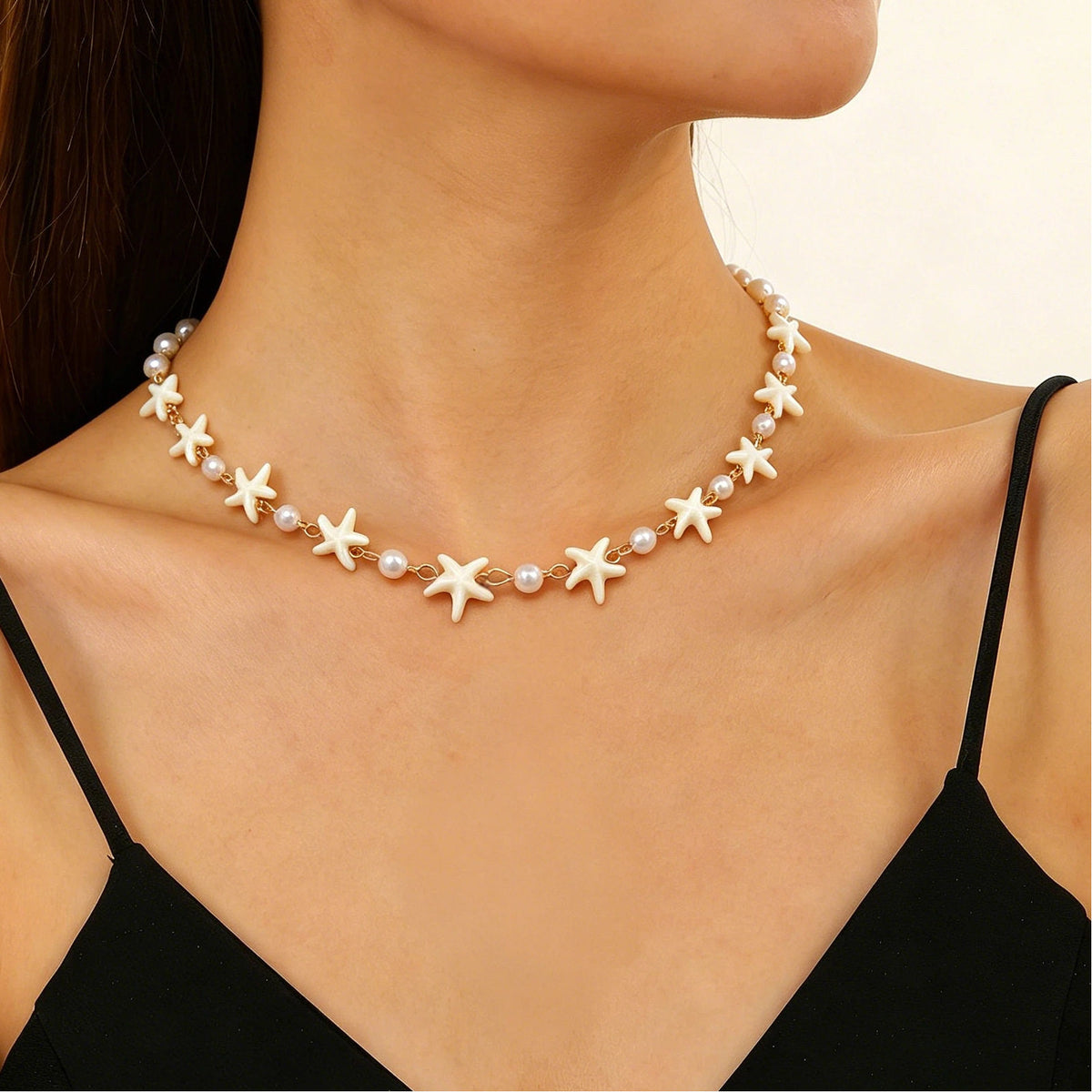 Layered Shell Pearl Starfish Pendant Bohemian Necklace – product view 11