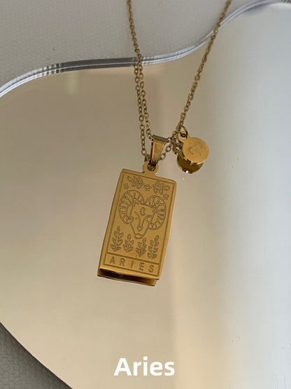 Zodiac Titanium Steel Clavicle Necklace – product view 8