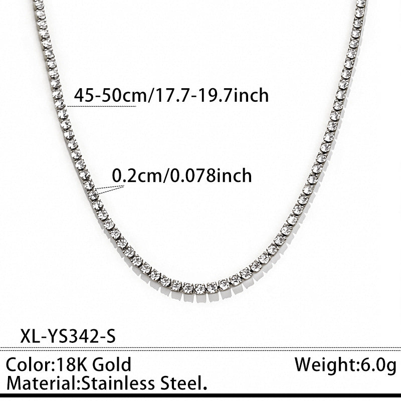 Stainless Steel Rhinestone Tennis Chain Necklace – product view 6