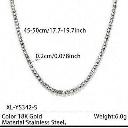 Stainless Steel Rhinestone Tennis Chain Necklace – product view 6