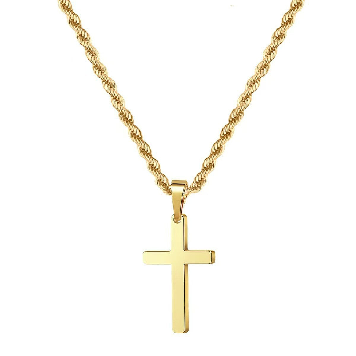Cross Pendant Twisted Chain Necklace – product view 6