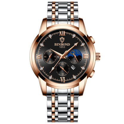 30m Waterproof Luminous Quartz Watch – Genuine Leather