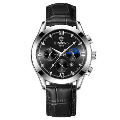 30m Waterproof Luminous Quartz Watch – Genuine Leather