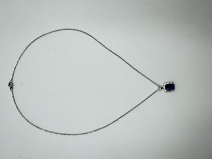 Square Crystal Geometric Necklace with Cross Chain – product view 6